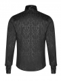 Black Vintage Gothic Dragon Satin Jacquard Shirt for Men