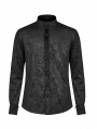 Black Retro Gothic Gentleman's Slim Shirt 