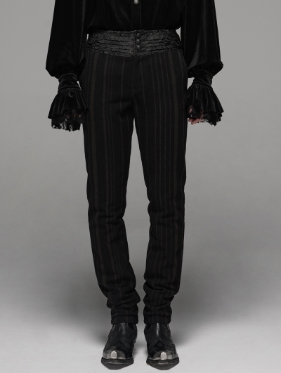 Black Retro Gothic Gentlemen's Stripe Pants