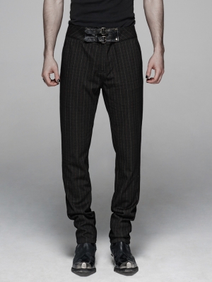Black Gothic Gentleman Style Stripe Trousers