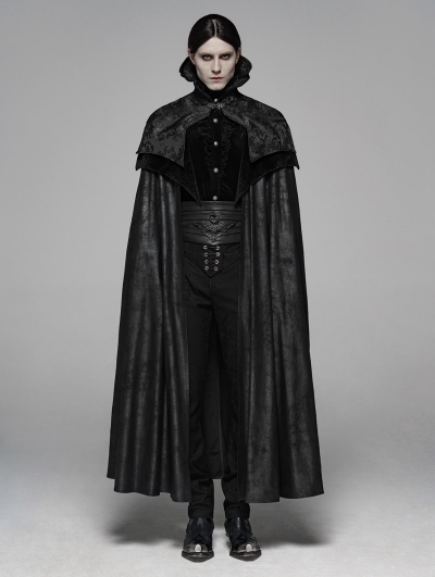 Black Noble Gothic Vampire Long Cloak for Men