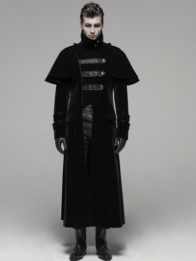 Black Gothic Military Uniform Long Long Cape Coat Cloak Gothic Military