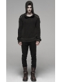 Black Gothic Punk Vintage Hooded Sweater for Men