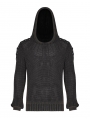 Black Gothic Punk Vintage Hooded Sweater for Men