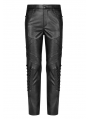 Black Gothic Punk Elastic PU Leather Pants for Men