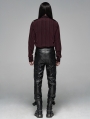 Black Gothic Punk Elastic PU Leather Pants for Men