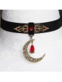 Black Vintage Gothic Moon PU Leather Choker Necklace