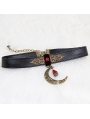 Black Vintage Gothic Moon PU Leather Choker Necklace