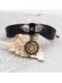 Black Vintage Gothic Pentagram PU Leather Choker Necklace