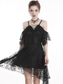 Black Elegant Gothic Lace Off-the-Shoulder Short Dress