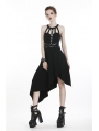 Black Gothic Punk Harness Style Asymmetrical Dress