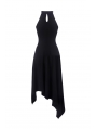 Black Gothic Punk Harness Style Asymmetrical Dress