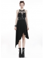 Black Gothic Punk Harness Style Asymmetrical Dress