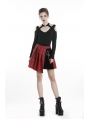 Red Gothic Punk Pleated Grid Irregular Hem Short Skirt