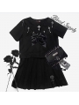 Black Gothic Key Uniform Top for Women