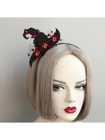 Black and Red Gothic Halloween Witch Headband