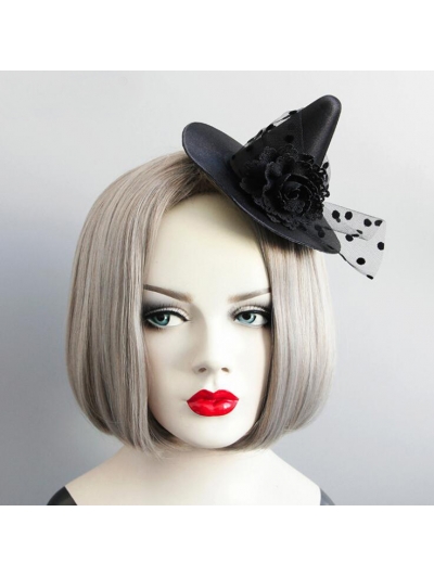 Black Gothic Halloween Witch Hat Headdress