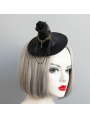 Black Gothic Halloween Witch Flower Chain Hat Headdress