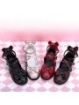 Black/Pink/Red/Brown Sweet Lolita Bow Cross Belt Shoes