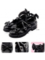 Black/Pink/Red/Brown Sweet Lolita Bow Cross Belt Shoes