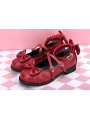 Black/Pink/Red/Brown Sweet Lolita Bow Cross Belt Shoes