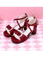 Black/White/Pink/Red/Blue Sweet Lolita Bow Sandals