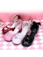 Black/White/Pink/Red Sweet Lolita Hollow-out Heart High Heel Shoes