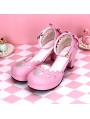 Black/White/Pink/Red Sweet Lolita Hollow-out Heart High Heel Shoes