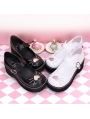 Black/White Sweet Lolita Heart Cat Pattern Shoes