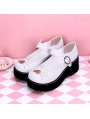 Black/White Sweet Lolita Heart Cat Pattern Shoes