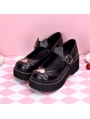 Black/White Sweet Lolita Heart Cat Pattern Shoes