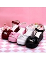 Black/White/Pink/Red Sweet Lolita Bow Platform Sandals