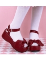 Black/White/Pink/Red Sweet Lolita Bow Platform Sandals