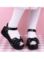Black/White/Pink/Red Sweet Lolita Bow Platform Sandals