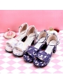 White/Purple Sweet Lolita Fairy Tale Pattern Mid Heel Sandals