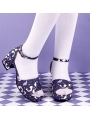 White/Purple Sweet Lolita Fairy Tale Pattern Mid Heel Sandals