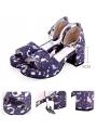 White/Purple Sweet Lolita Fairy Tale Pattern Mid Heel Sandals