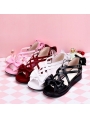 Black/White/Pink/Red Sweet Lolita Bow Cross Belt Sandals