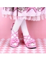 Black/White/Pink/Red Sweet Lolita Bow Cross Belt Sandals