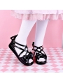 Black/White/Pink/Red Sweet Lolita Bow Cross Belt Sandals