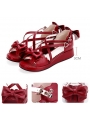 Black/White/Pink/Red Sweet Lolita Bow Cross Belt Sandals