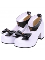 White/Black/Navy Blue Sweet Lolita Bow Pentagram Mid Heel Shoes