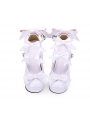 White/Black Sweet Lolita Bow Belt Mid Heel Shoes