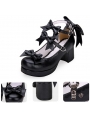 White/Black Sweet Lolita Bow Belt Mid Heel Shoes