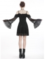 Black Sweet Gothic Off-the-Shoulder Lace Short Dress