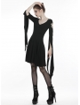 Black Gothic Punk Short dress with Long Trumpet Hooked Sleeves