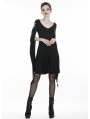 Black Gothic Punk Short dress with Long Trumpet Hooked Sleeves