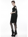 Black Gothic Punk Short dress with Long Trumpet Hooked Sleeves