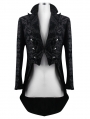 Black Vintage Gothic Double Breasted Tail Coat for Men