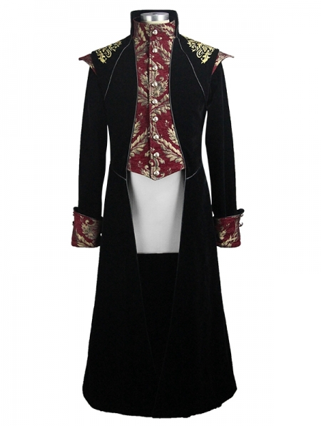 Black Vintage Gothic Victorian Masquerade Long Tail Coat for Men ...